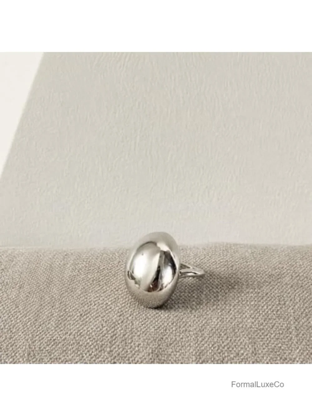 Modern Sculptural Oval Statement Adjustable Open Band Ring, Minimalist Dome